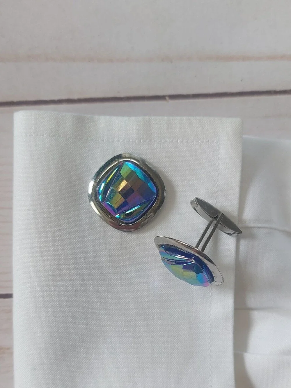 Iridescent Blue Multi-Color Men's Cufflinks